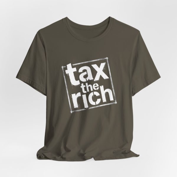Tax The Rich T-Shirt - Distressed Stamp Style - Light Lettering Unisex Graphic T-Shirt